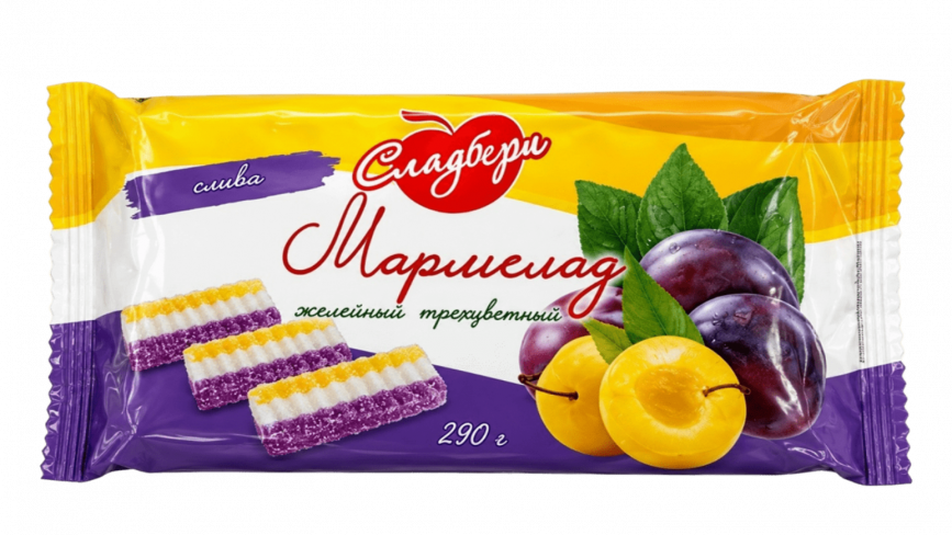Мармелад желейный Трехцветный со вкусом сливы