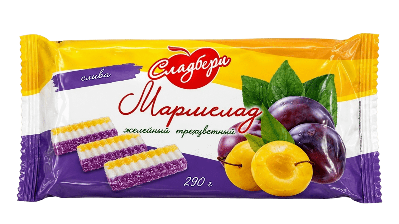 Мармелад желейный Трехцветный со вкусом сливы