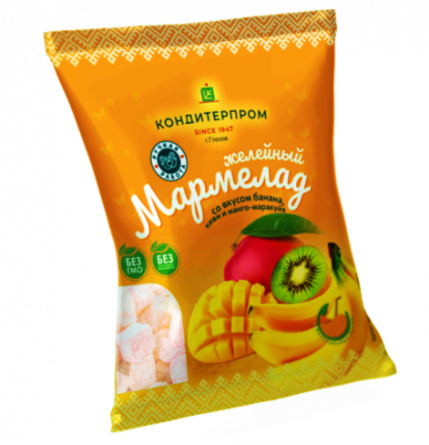 Мармелад желейный со вкусом банана, киви, манго-маракуйя